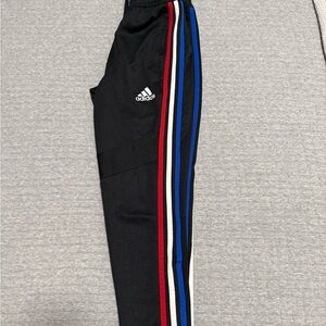 Adidas Men’s Black Joggers with Colorful Stripes